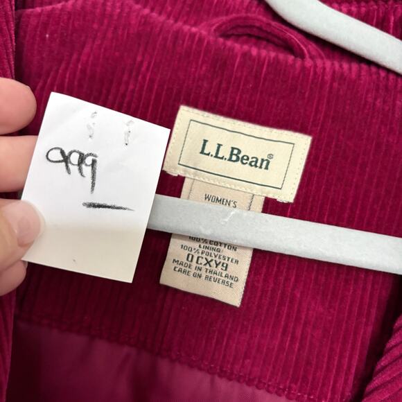 LL Bean Vintage Corduroy Barn Coat Chore Jacket Small Burgundy Pockets Acedemia - Picture 5 of 8